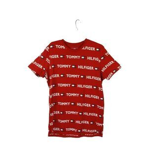 Tommy Hilfiger Sleep Shirt Pajamas Logo Red Short Sleeve Womens Medium